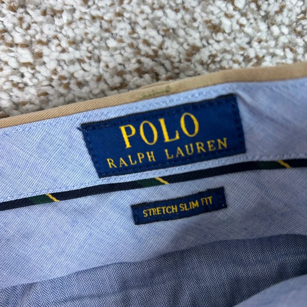 Polo Ralph Lauren Shorts Mens 38 Tan Slim Fit Stretch Chino Flat Front Preppy